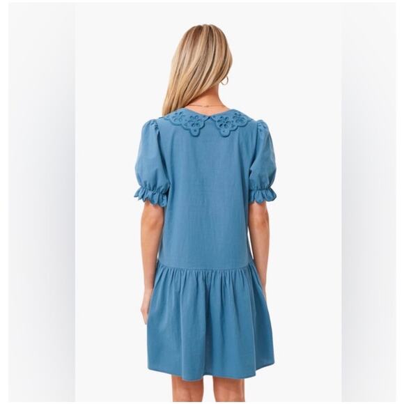 Tuckernuck x Pomander Place French Blue Kit Eyelet Drop Waist Dress Medium - Picture 2 of 8